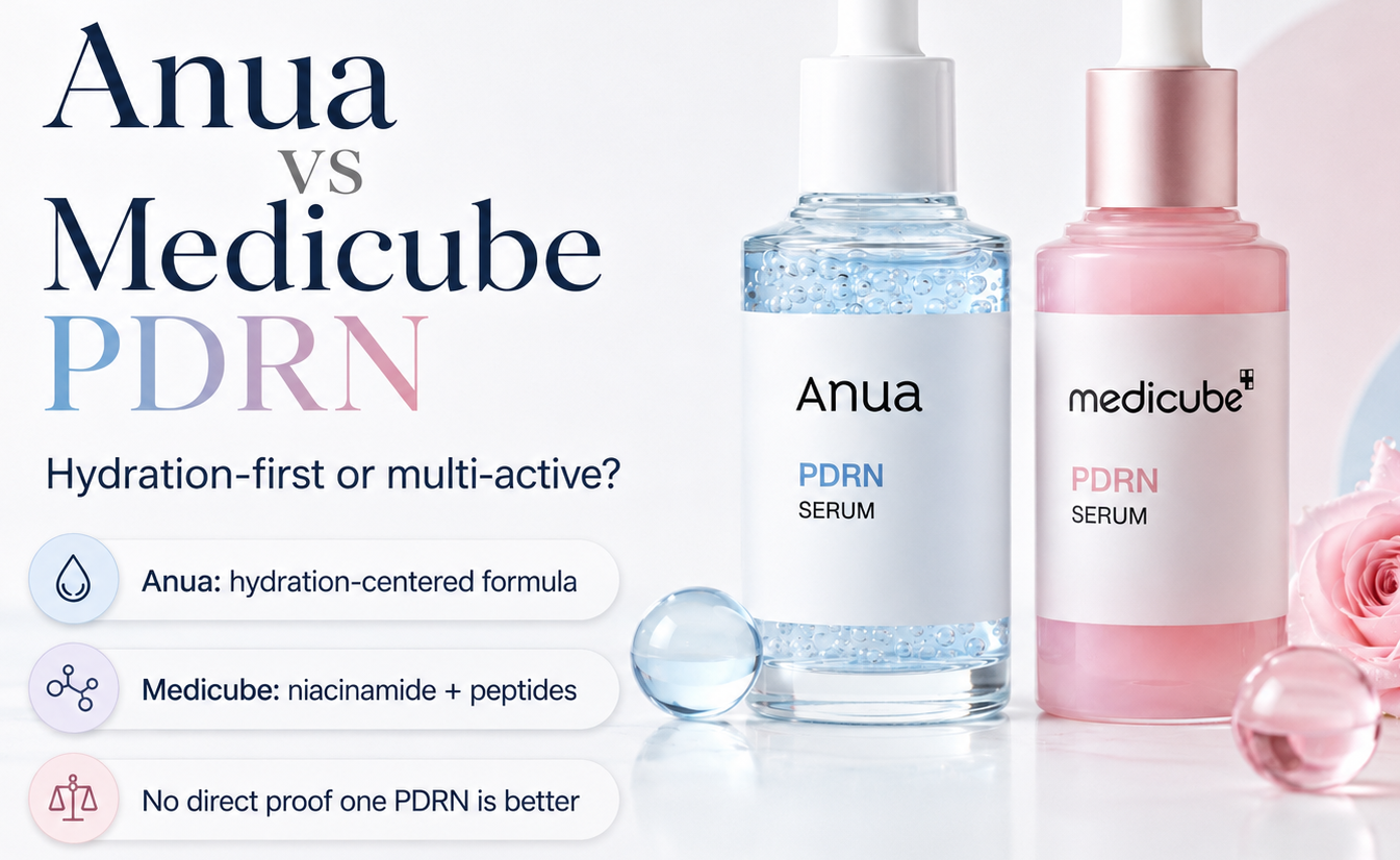 Anua PDRN vs Medicube PDRN comparison for hydration and multi-active skincare