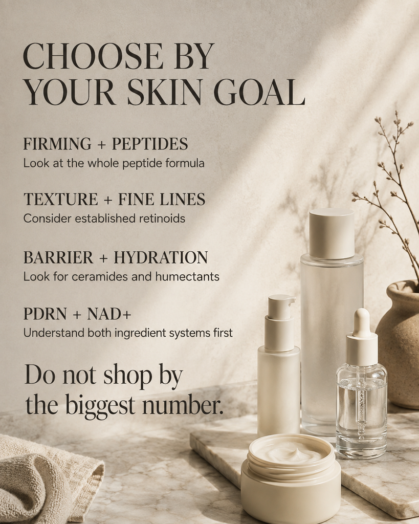Guide to choosing an NAD plus Korean skincare product based on formula and skin goal
