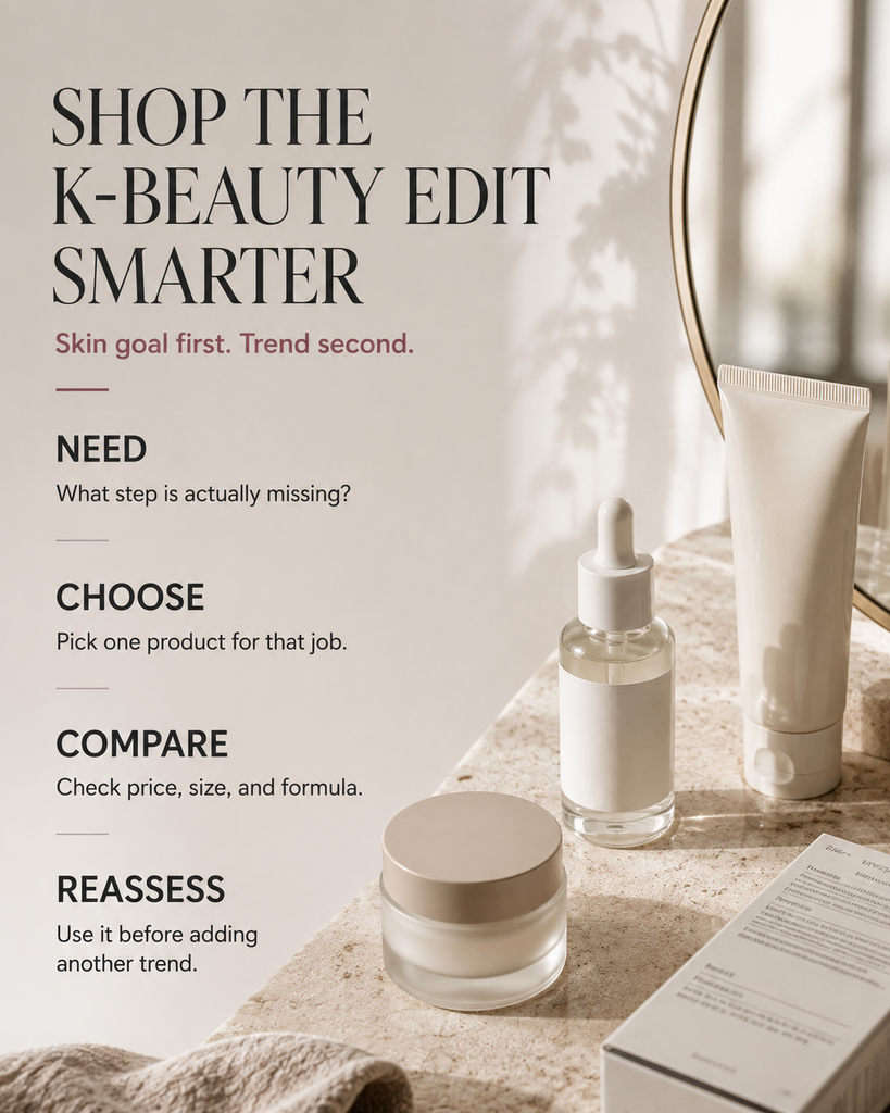 Checklist for choosing Olive Young Sephora skincare by routine need price size and formula
