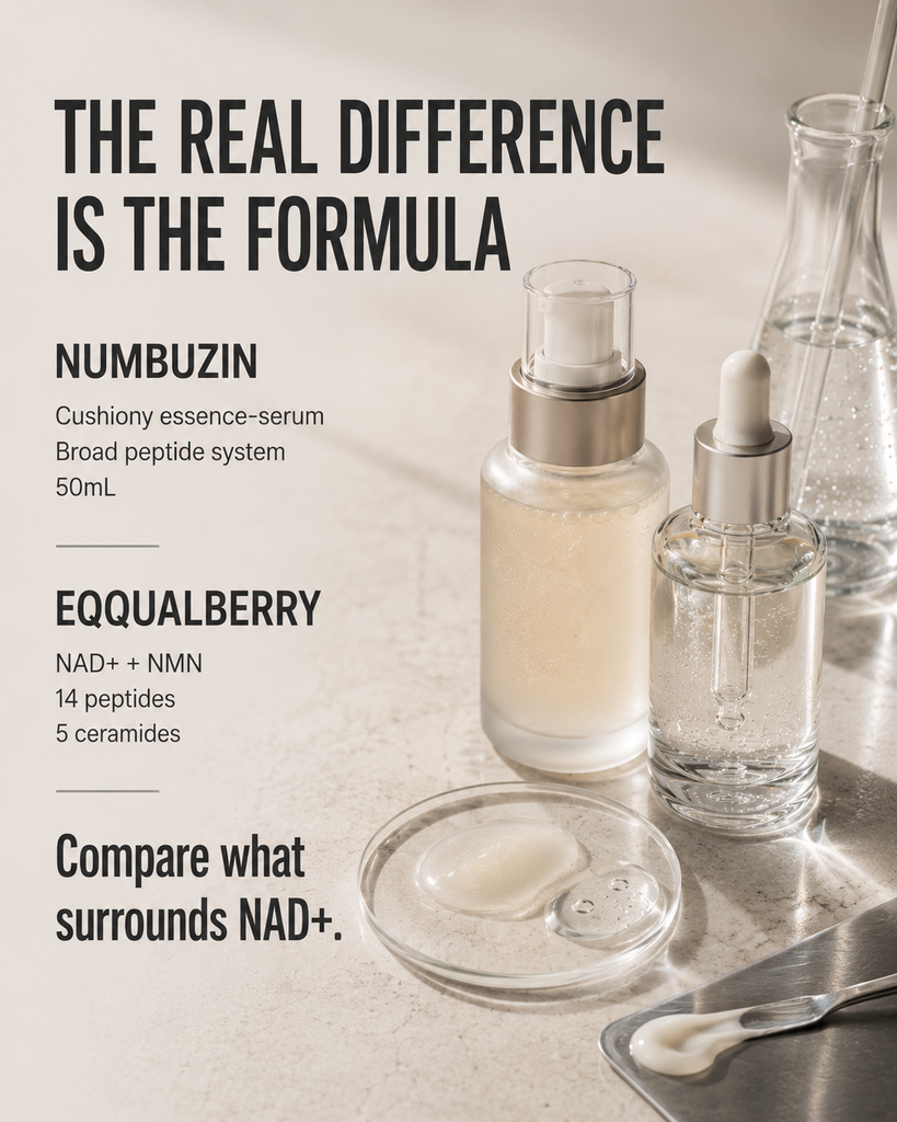 Formula differences between numbuzin No.9 NAD plus and EQQUALBERRY NAD plus serum
