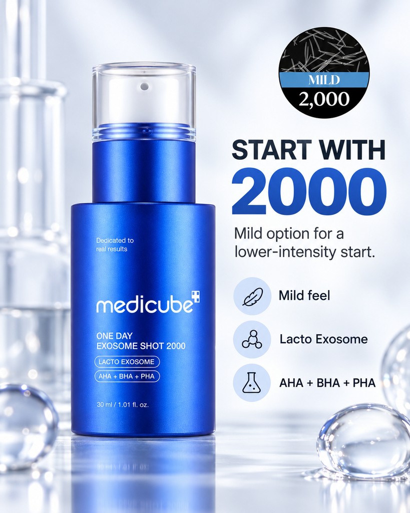 Medicube Exosome Shot 2000 mild option for a lower-intensity start